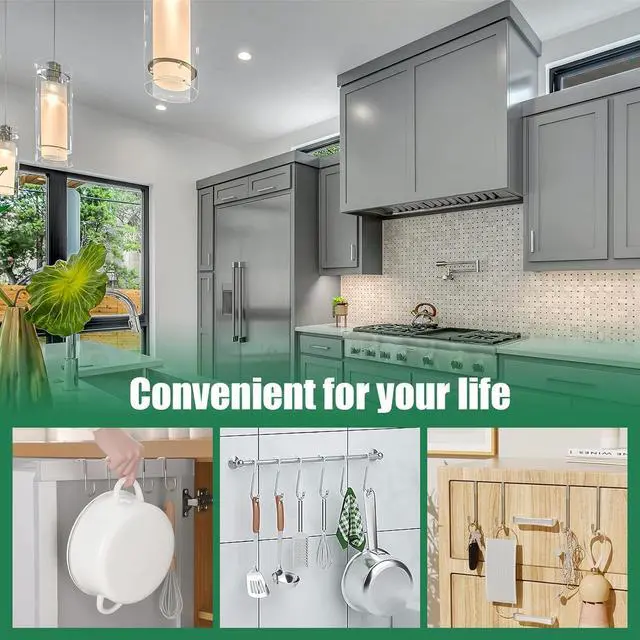 Alt view image 6 of 7 - 2 Pack Over The Door Double Hanger Hooks 304 Stainless Steel Double S-Shaped Hooks Heavy Duty Door Hooks for Hanging Clothes Towels Coats and More Door Thickness Less Than 3/4 inch