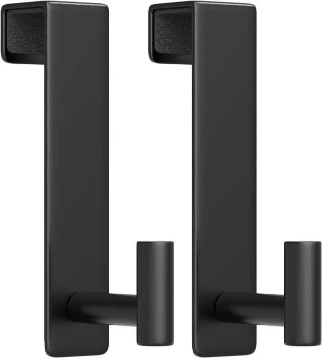 Main image of Heavy Duty Stainless Steel Over-Door Hook for Coats Totes Towels  Easy Install Door Hooks with Non-Slip Pads for Bedroom Bathroom Entryway Office (Black 2 Pack Fits 1-3/4 Thick Door)