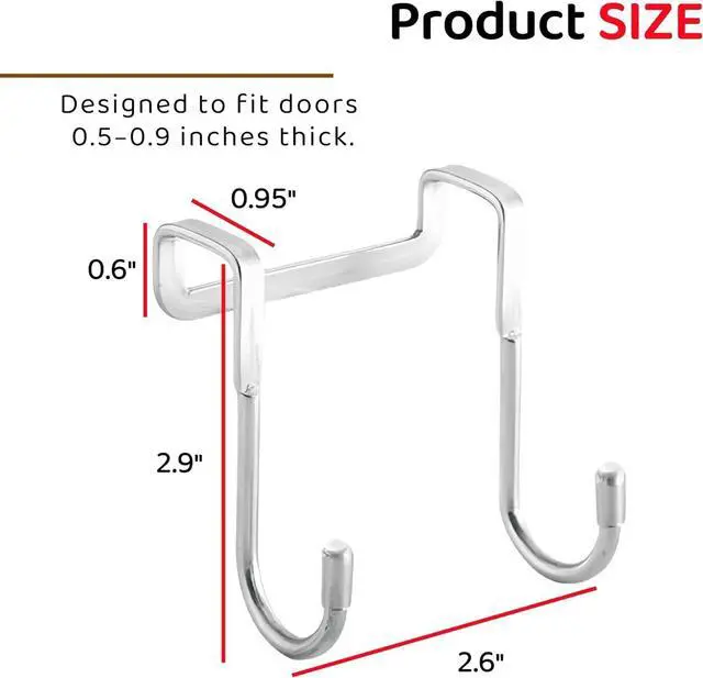 Alt view image 2 of 7 - 2 Pack Over Cabinet Door Hook & Over The Door Hook Stainless Steel Hanging Hooks for Towels Bags Clothes  Bathroom Door Hooks for Towels Kitchen Cabinet Hooks Wardrobe Hooks Dorm Room Hangers