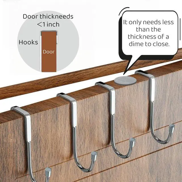 Alt view image 3 of 7 - 2 Pack Over Cabinet Door Hook & Over The Door Hook Stainless Steel Hanging Hooks for Towels Bags Clothes  Bathroom Door Hooks for Towels Kitchen Cabinet Hooks Wardrobe Hooks Dorm Room Hangers