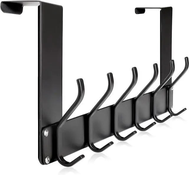 Main image of Over The Door Hooks No Assembly Required Door Hanger Hook Sturdy Over The Door Coat Rack Over Door Hanger Door Hooks for Hanging Clothes Towels Hats Matte Black