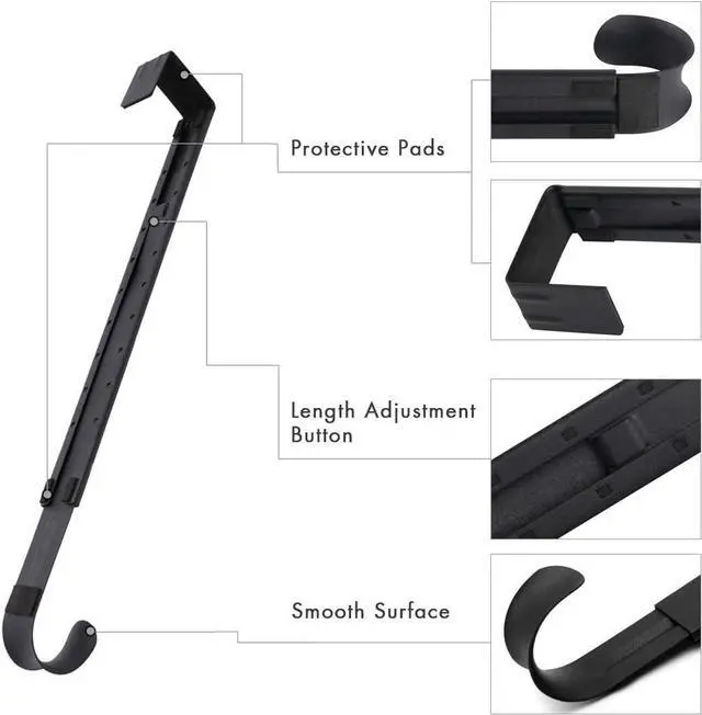 Alt view image 3 of 7 - Wreath Hanger Adjustable Over The Door Wreath Hanger from 14.9 to 25 Inches & Wreath Holder & Wreath Door Hanger for Front Door Decor 20 lbs Larger Christmas Decorations Hook (Black)