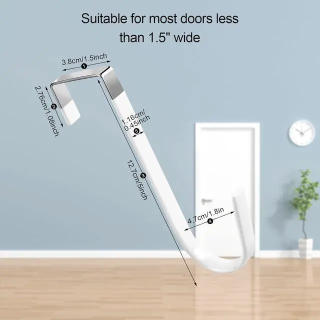 Alt view image 2 of 7 - 6 Pack Over The Door Hooks Sturdy Metal Single Over Door Hooks White Door Hanger Hook Door Hooks for Hanging Towels Clothes Bathroom Hold Up to 7Lbs