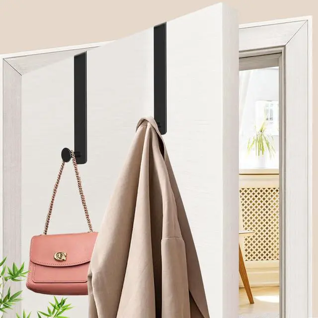 Alt view image 2 of 7 - Over The Door Hooks for Hanging Heavy-Duty Door Hooks with Anti-Scratch Pads No Assembly Required Over The Door Coat Rack and Towel Rack