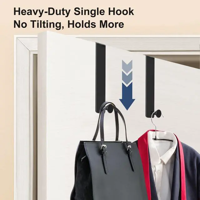 Alt view image 6 of 7 - Over The Door Hooks for Hanging Heavy-Duty Door Hooks with Anti-Scratch Pads No Assembly Required Over The Door Coat Rack and Towel Rack