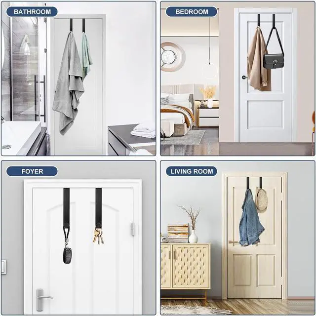 Alt view image 7 of 7 - Over The Door Hooks for Hanging Heavy-Duty Door Hooks with Anti-Scratch Pads No Assembly Required Over The Door Coat Rack and Towel Rack