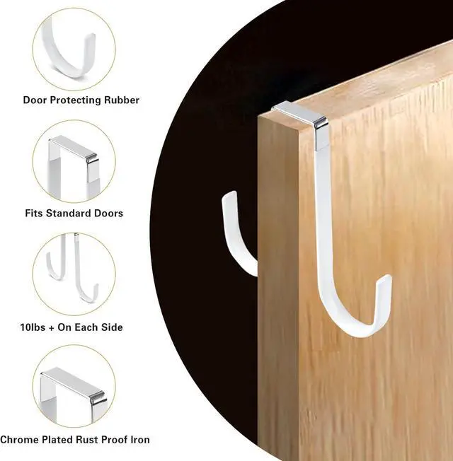 Alt view image 3 of 7 - Double Sided Over The Door Hooks for Clothes. Over The Door Hanger Hook Set of Two. Towel Hanger for Bathroom Wreath Hook Coat Rack Hat Organizer or Plant Hooks for Ceiling 2 Pack