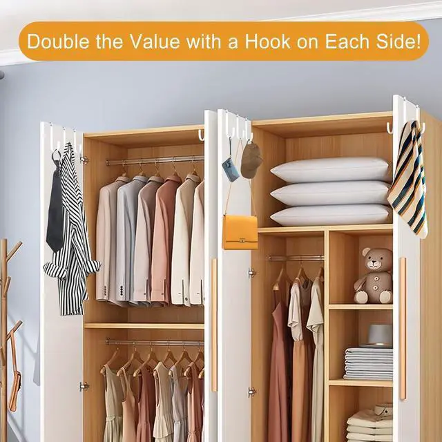 Alt view image 4 of 7 - Double Sided Over The Door Hooks for Clothes. Over The Door Hanger Hook Set of Two. Towel Hanger for Bathroom Wreath Hook Coat Rack Hat Organizer or Plant Hooks for Ceiling 2 Pack