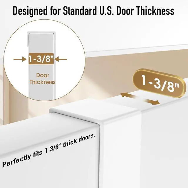 Alt view image 2 of 7 - Over The Door Hooks Hanger with 7 inches Extended Arms Fit for 1 3/8 Doors J18U Bathroom Towel Rack Organization Thickened 1 Pack 6 Double-Hook Glossy White