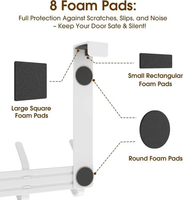 Alt view image 5 of 7 - Over The Door Hooks Hanger with 7 inches Extended Arms Fit for 1 3/8 Doors J18U Bathroom Towel Rack Organization Thickened 1 Pack 6 Double-Hook Glossy White