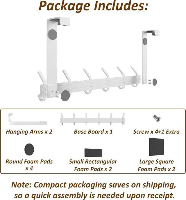 Alt view image 6 of 7 - Over The Door Hooks Hanger with 7 inches Extended Arms Fit for 1 3/8 Doors J18U Bathroom Towel Rack Organization Thickened 1 Pack 6 Double-Hook Glossy White