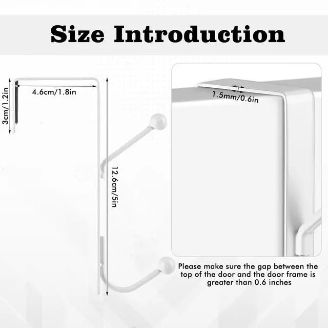 Alt view image 2 of 7 - 4 Pack Over The Door Double Hooks Bedroom Back of Door Hangers Metal Twin Hooks Organizer for Hanging Clothes Towels Coats Hats Bags Bathrobes(White)