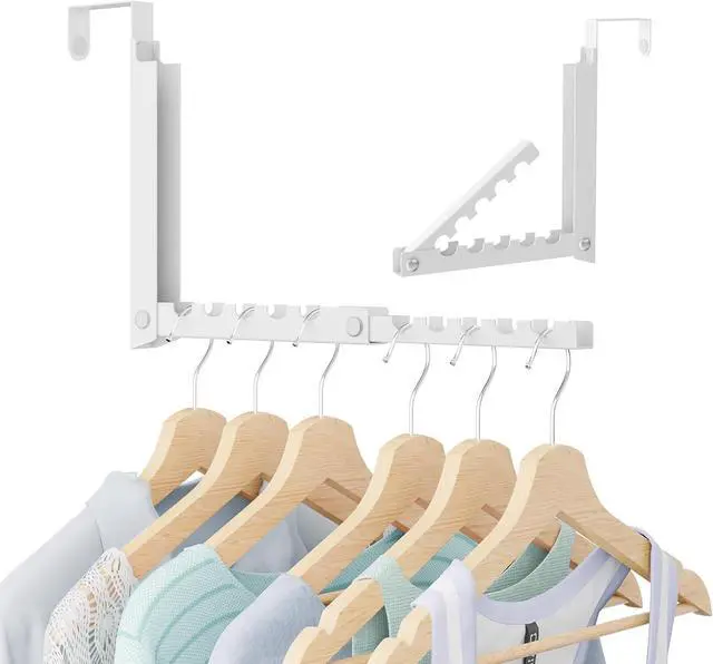 Main image of Over The Door Hooks Extended Over The Door Clothes Hanger with 10 Ridges Space-Saving Over The Door Rack Door Hooks for Hanging Clothes Larger Capacity Over The Door Hanger (1 White)