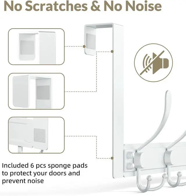 Alt view image 5 of 7 - Over The Door Hooks Rustproof - 25lb Heavy Duty Over The Door Towel Rack Door Hanger for Bathroom Coat Rack Dorm Room Essentials (1Pack White)