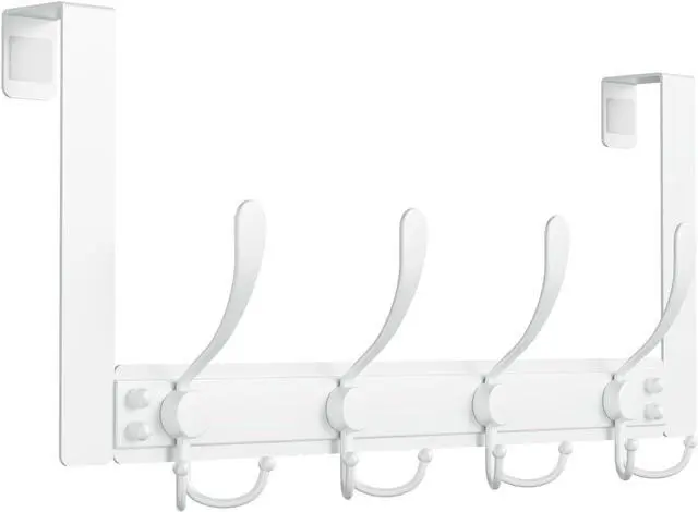 Main image of Over The Door Hooks Rustproof - 25lb Heavy Duty Over The Door Towel Rack Door Hanger for Bathroom Coat Rack Dorm Room Essentials (1Pack White)