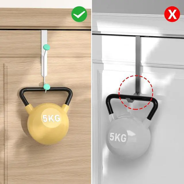 Alt view image 6 of 7 - Over The Door Hooks Door Hanger Hook for Hanging Hats Coats Towels and Robes 4-Pack Door Hooks - White and Green