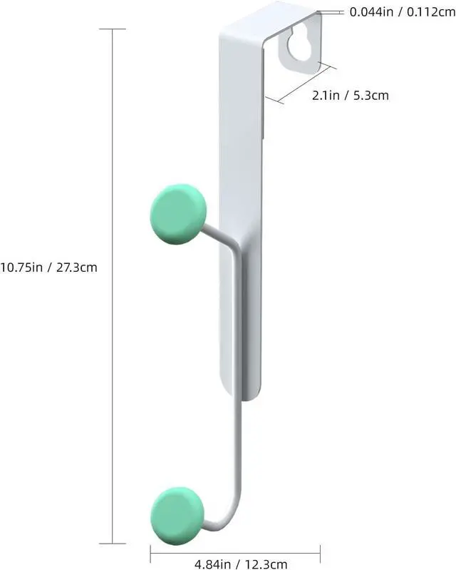 Alt view image 7 of 7 - Over The Door Hooks Door Hanger Hook for Hanging Hats Coats Towels and Robes 4-Pack Door Hooks - White and Green