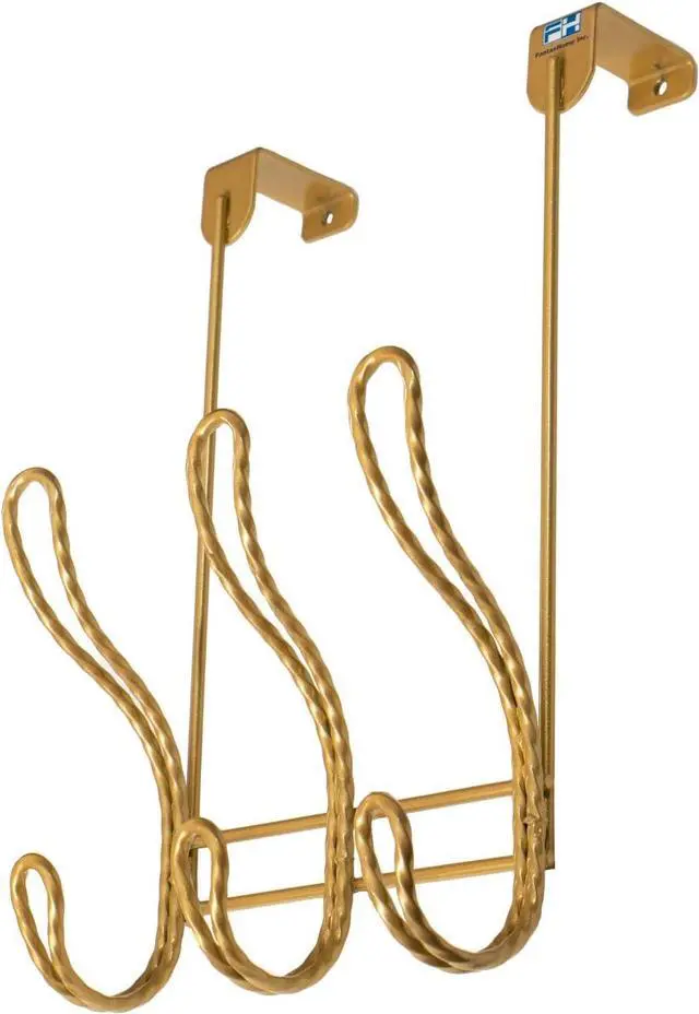 Main image of Twisted Design Over The Door Hook Rack Over The Door Towel Rack Door Hanger Door Coat Hanger Over The Door Coat Rack for Bathroom Bedroom or Laundry Room (Gold with 6 Hooks)