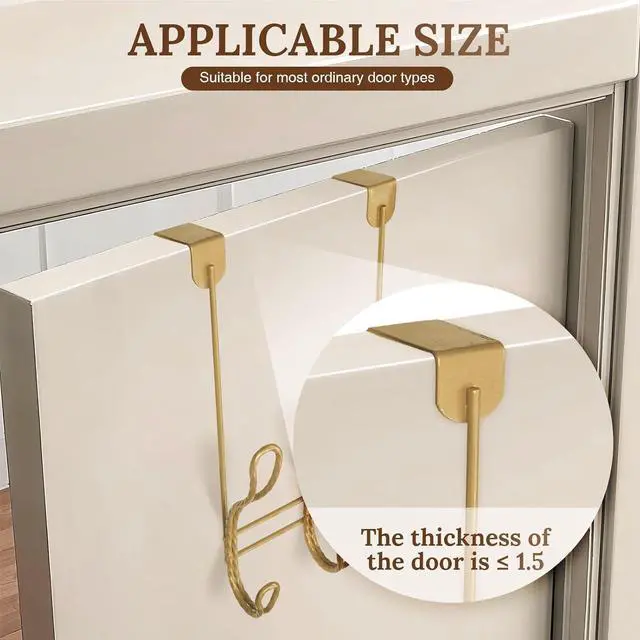 Alt view image 4 of 7 - Twisted Design Over The Door Hook Rack Over The Door Towel Rack Door Hanger Door Coat Hanger Over The Door Coat Rack for Bathroom Bedroom or Laundry Room (Gold with 6 Hooks)