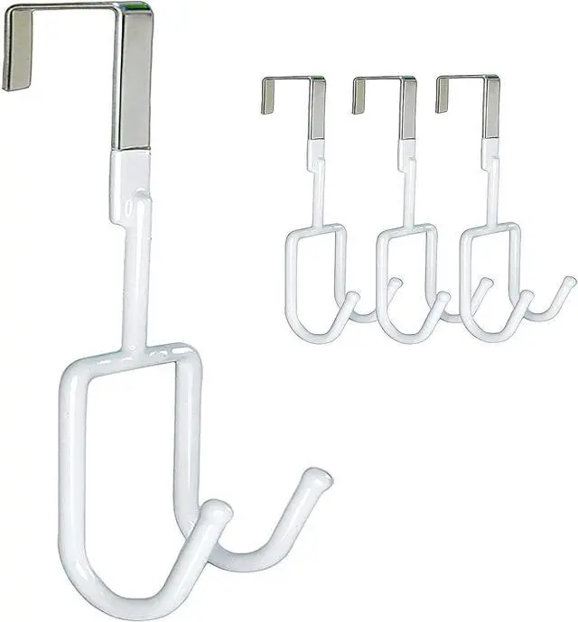 Main image of Over The Door Hooks - 4 Packs Over The Door Hanger Soft Rubber Surface Prevent Scratches Heavy-Duty Over Door Hooks for Hanging Clothes Coats Robes Hats Towels (White)