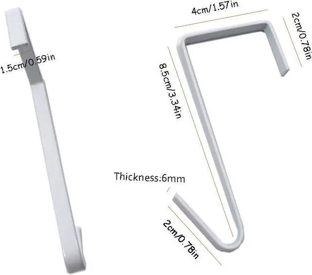 Alt view image 2 of 6 - 12 Pack White Smart Over The Door Hook 2 Side Metal Z Hooks S Hooks for Hanging Coats Bags Towels for Bathroom Kitchen Office