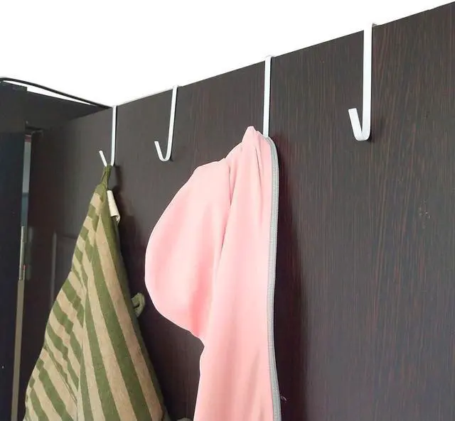 Alt view image 4 of 6 - 12 Pack White Smart Over The Door Hook 2 Side Metal Z Hooks S Hooks for Hanging Coats Bags Towels for Bathroom Kitchen Office