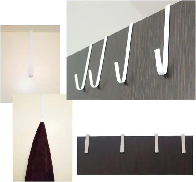 Alt view image 6 of 6 - 12 Pack White Smart Over The Door Hook 2 Side Metal Z Hooks S Hooks for Hanging Coats Bags Towels for Bathroom Kitchen Office
