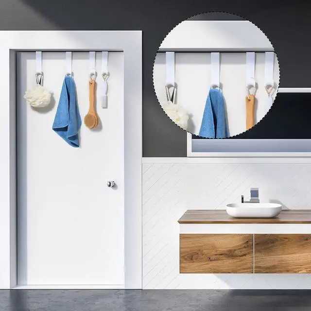 Alt view image 7 of 7 - 8 Pcs Plastic Over The Door Clothes Hooks Bulk 4.72 Inch Long White Clothing Hanger Hooks Over The Door Hanging Hanger for Home Kitchen Bedroom Decoration (4.72 Long)