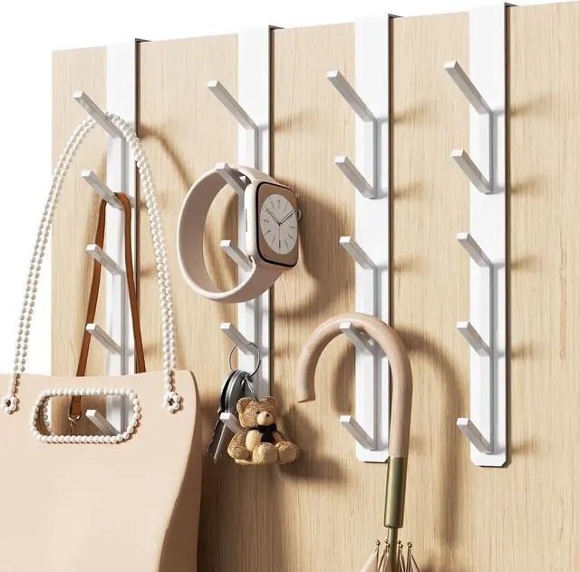 Main image of 20 Hook Vertical Over The Door Hooks Over The Door Hanger for Towel and Clothes Hangers White 4 Pack for 1.7 Doors
