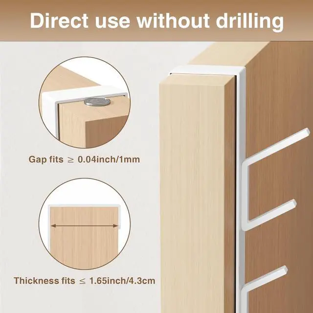 Alt view image 2 of 5 - 20 Hook Vertical Over The Door Hooks Over The Door Hanger for Towel and Clothes Hangers White 4 Pack for 1.7 Doors