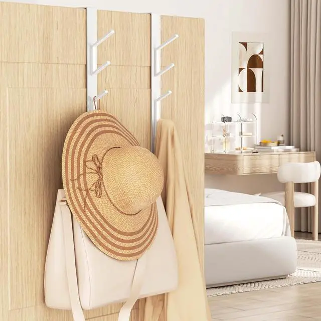 Alt view image 4 of 5 - 20 Hook Vertical Over The Door Hooks Over The Door Hanger for Towel and Clothes Hangers White 4 Pack for 1.7 Doors