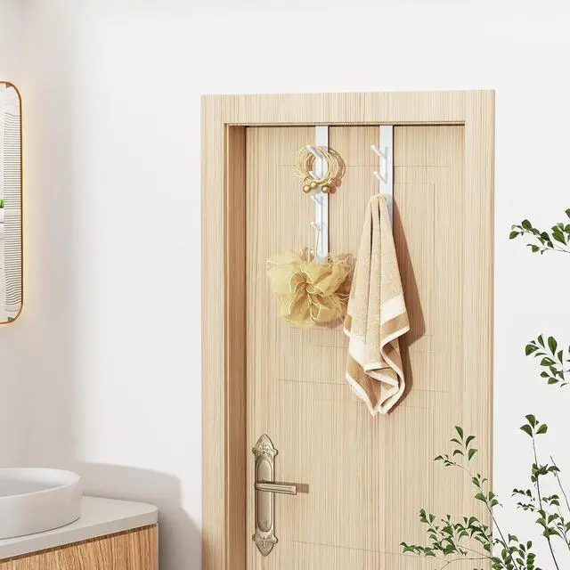 Alt view image 5 of 5 - 20 Hook Vertical Over The Door Hooks Over The Door Hanger for Towel and Clothes Hangers White 4 Pack for 1.7 Doors
