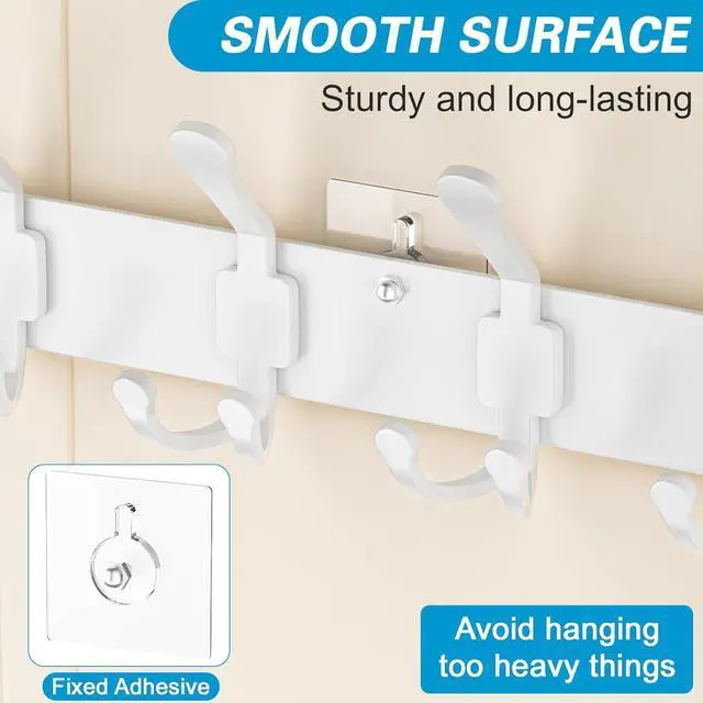 Alt view image 4 of 7 - Over The Door Hooks Organizer Door Hanger Towel Rack with 2 Baskets Adjustable Over The Door Coat Rack Back of Door Storage for Bedroom Kitchen Bathroom (White)