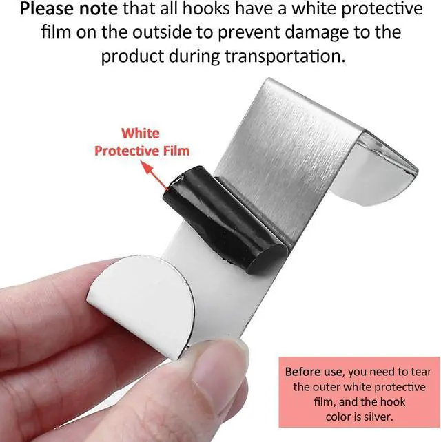 Alt view image 3 of 6 - 5Pcs Over The Door Hooks Z-Shaped Hanging Hooks Dual Head Fits 2 & 1 Door Widths Reversible Single Hanger Hook for Over The Door Bathroom Kitchen Cupboard Drawer