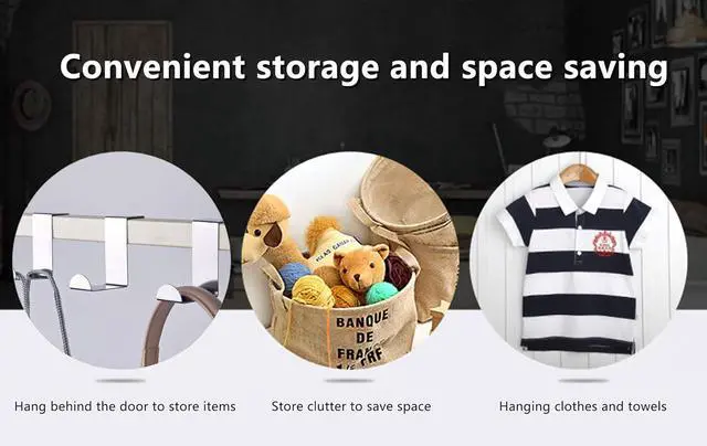 Alt view image 6 of 6 - 5Pcs Over The Door Hooks Z-Shaped Hanging Hooks Dual Head Fits 2 & 1 Door Widths Reversible Single Hanger Hook for Over The Door Bathroom Kitchen Cupboard Drawer