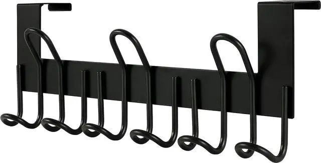 Main image of Over The Door Hooks - for Doors up to 1-3/4 Thickness Metal Door Hanger with 9 Hooks Over The Door Hanger for Coats Hats Towels Black