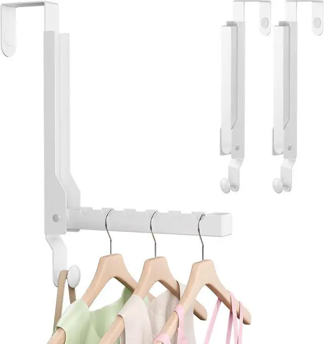 Main image of 2 Pack Over The Door Hanger Foldable Over The Door Hooks Hanger Over The Door Drying Rack for Laundry Rust-Resistant Over The Door Clothes Hanger Drying Rack for DormWhite