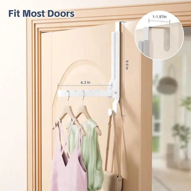 Alt view image 2 of 7 - 2 Pack Over The Door Hanger Foldable Over The Door Hooks Hanger Over The Door Drying Rack for Laundry Rust-Resistant Over The Door Clothes Hanger Drying Rack for DormWhite