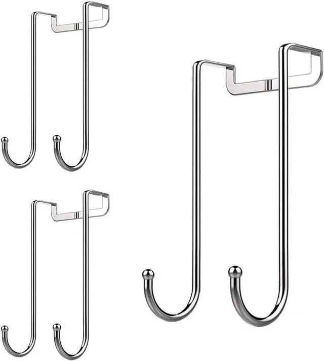 Main image of Over Door Hook Heavy Duty Hooks for Hanging - Single Hook Loads up to 50lbs for Kitchen Bathroom Bedroom and Office - Pack of 3
