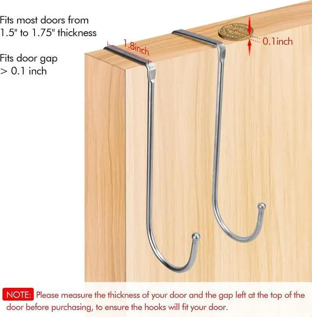 Alt view image 3 of 7 - Over Door Hook Heavy Duty Hooks for Hanging - Single Hook Loads up to 50lbs for Kitchen Bathroom Bedroom and Office - Pack of 3