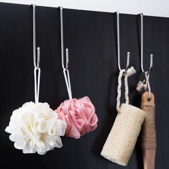 Alt view image 4 of 7 - Over Door Hook Heavy Duty Hooks for Hanging - Single Hook Loads up to 50lbs for Kitchen Bathroom Bedroom and Office - Pack of 3