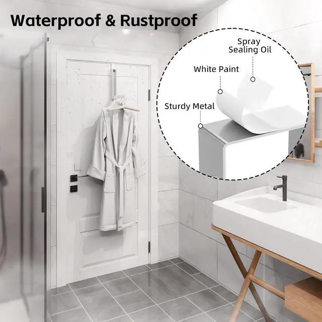Alt view image 6 of 7 - 2 Pack Over The Door Hanger Folding Over The Door Drying Rack for Laundry Overdoor Hanger Hook Coat Rack Portable Small Clothes Drying Rack for Dorm White