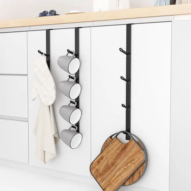 Alt view image 7 of 7 - Over The Door Hooks: Black Vertical Over The Door Hanging Hook for Towel and Clothes Hangers 3 PCS