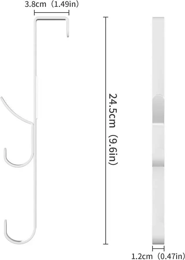 Alt view image 2 of 7 - Over the Door Hooks hanger over the door towel hook Organizer hanging for coat clothes backpack hat purse Metal Towel Rack Back of Shower for Bathroom Dorm Bedroom Kitchen Office Closet (White-2Packs)