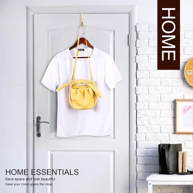 Alt view image 4 of 7 - 4 Pieces Over Door Hooks Hanger Multi Hanging Storage Organizers Valet Hooks for Coats Clothes Hoodies Hats Scarves Purses Keys Bath Towels Robes & More (Champaign Gold)