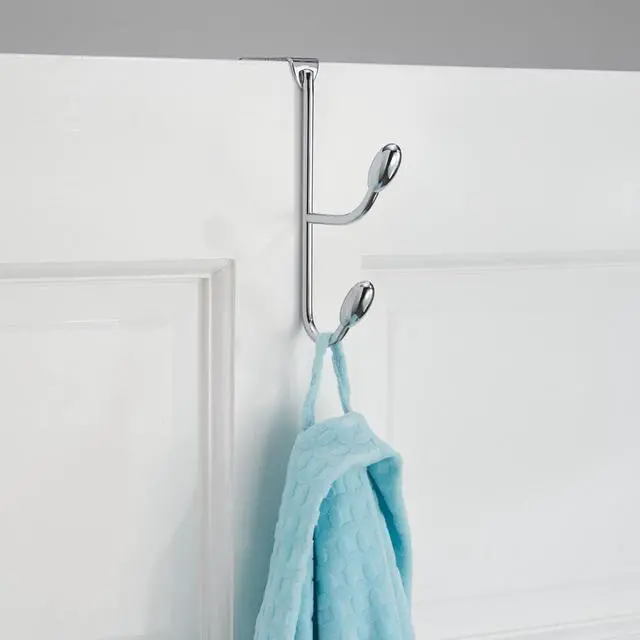 Alt view image 4 of 5 - iDesign Orbinni Over The Door Organizer Hooks for Coats Hats Robes Towels - Double Hook Chrome