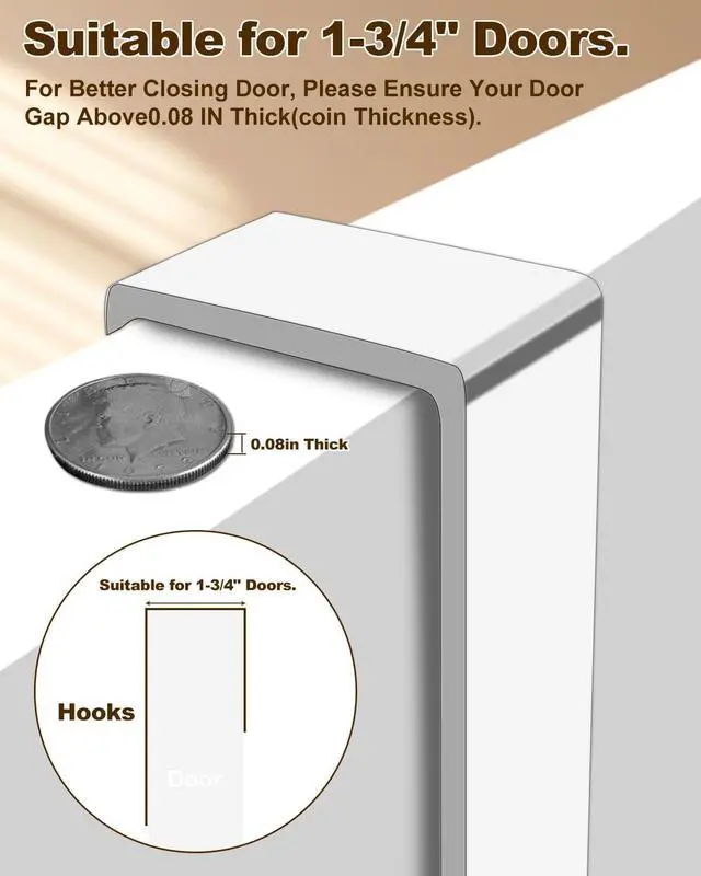 Alt view image 5 of 7 - Over The Door Hooks Sturdy Door Hanger Large Over The Door Towel Rack with 6 Hooks Heavy Duty Easy to Install for Bathroom BedroomKitchenHanging Towels Coats (White).