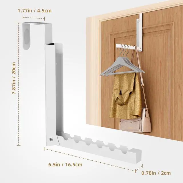 Alt view image 3 of 7 - Over The Door Hanger Folding Clothes Drying Rack Folding Hanging Coat Rack for Indoor Laundry Room Compact Small Space Foldable Portable Clothing Hanger Hook Collapsible- 2 Pack (White)