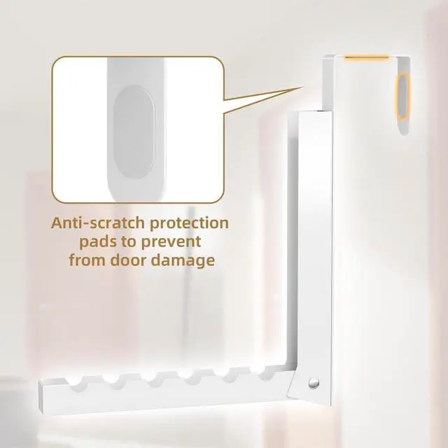 Alt view image 4 of 7 - Over The Door Hanger Folding Clothes Drying Rack Folding Hanging Coat Rack for Indoor Laundry Room Compact Small Space Foldable Portable Clothing Hanger Hook Collapsible- 2 Pack (White)