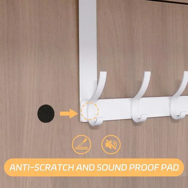 Alt view image 6 of 7 - 2 Pack Over The Door HookDoor Hanger for HangingOver Door Hanger Holder for Coat Robe Hat Clothe TowelsTowel Racks for Bathroom with 12 Coat Hooks (White 2 Pack-6 Hooks)